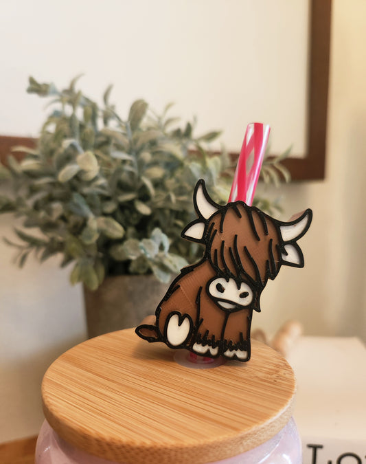 Highland cow - Straw topper (In Color)