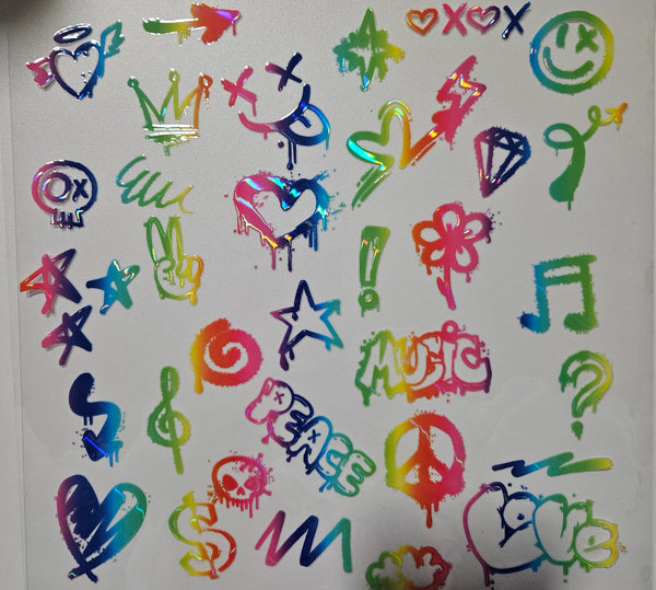 #152 Metallic Graffiti Elements