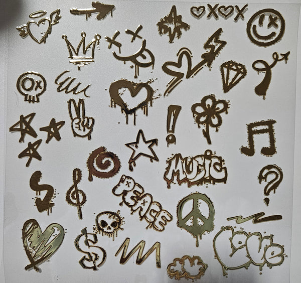 #152 Metallic Graffiti Elements