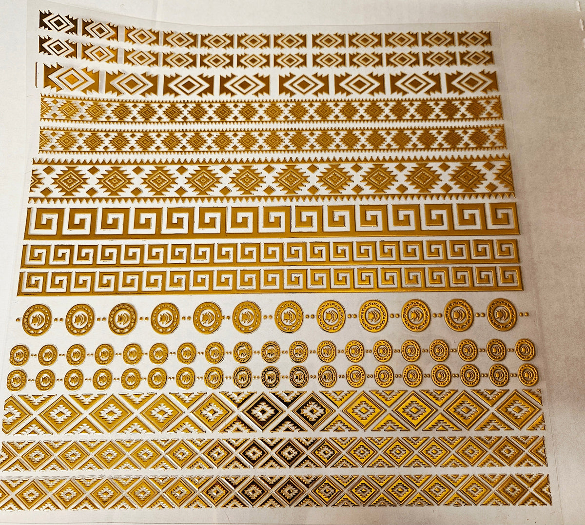 #46 Metallic UV DTF-Aztec Borders- available in Gold, Silver