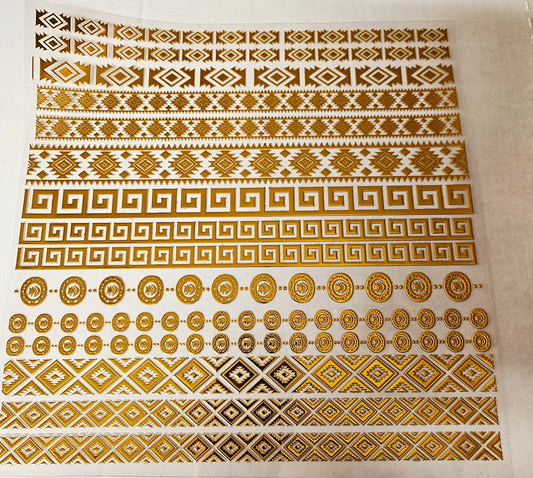 #46 Metallic UV DTF-Aztec Borders- available in Gold, Silver