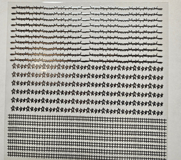 #56 Metallic barbedwire doodle lines UV DTF-- available in Silver and gold