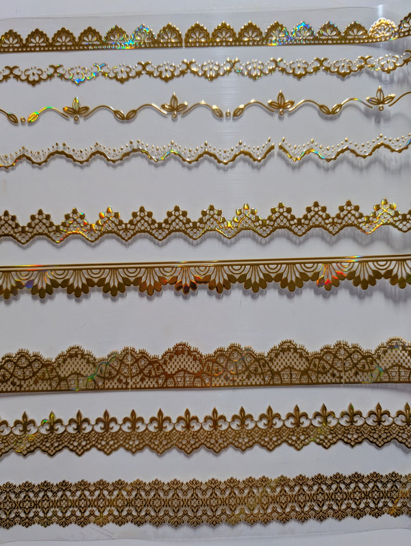 #127 Metallic and Holographic Lace Borders 3 color options