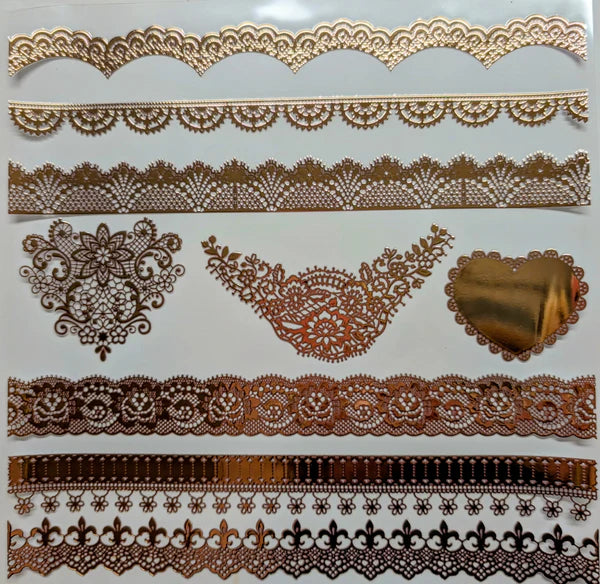 #130 Metalliic Lace Borders #2 3 color options