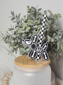 Skeleton Balloon Dog - Straw Topper (In Color)