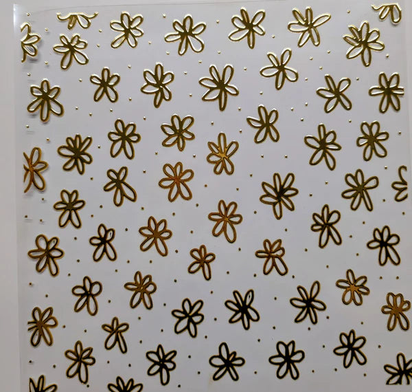 #129 Metallic doodle flowers 3 color options