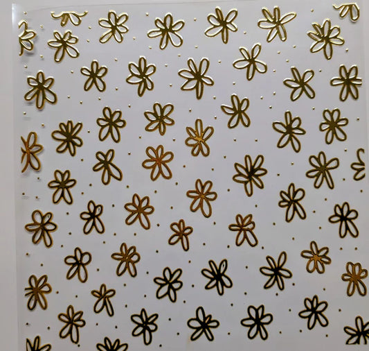 #129 Metallic doodle flowers 3 color options
