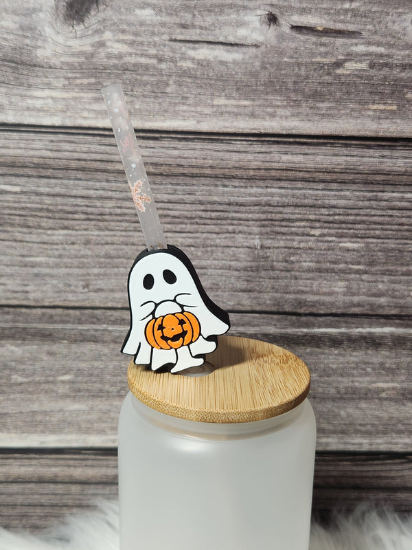 Trick or treating ghost - Straw topper (In Color)