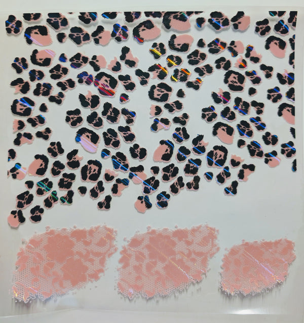 #126  Holographic Pink Leopard and Lace