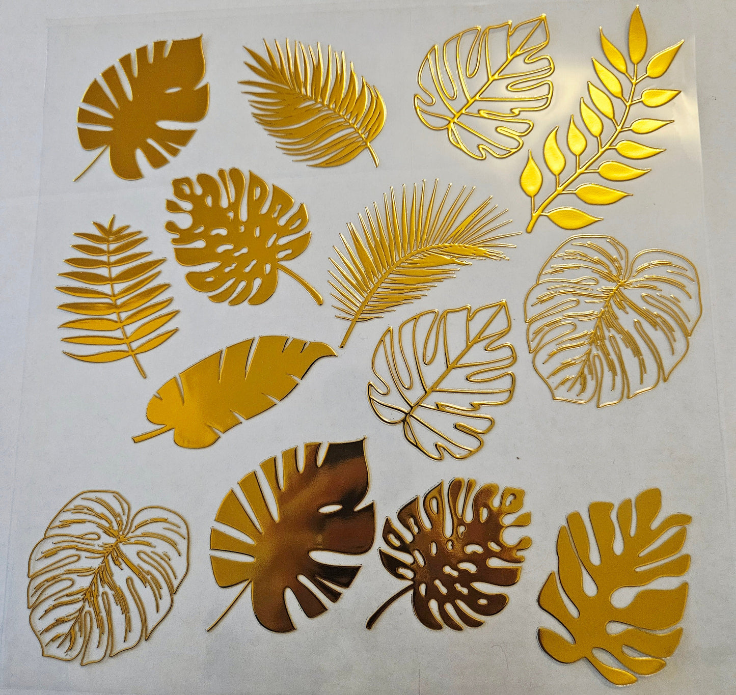 #31 Metallic UV DTF-Tropical Leaves- available in Gold and Holo Green