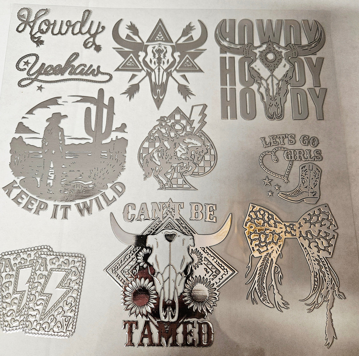 #44 Metallic UV DTF- Howdy- available in Gold, Silver