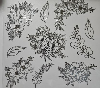#149 Metallic Floral Outline