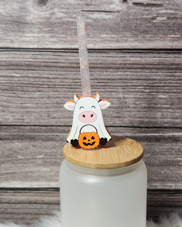 Ghost cow- Straw topper (In Color)