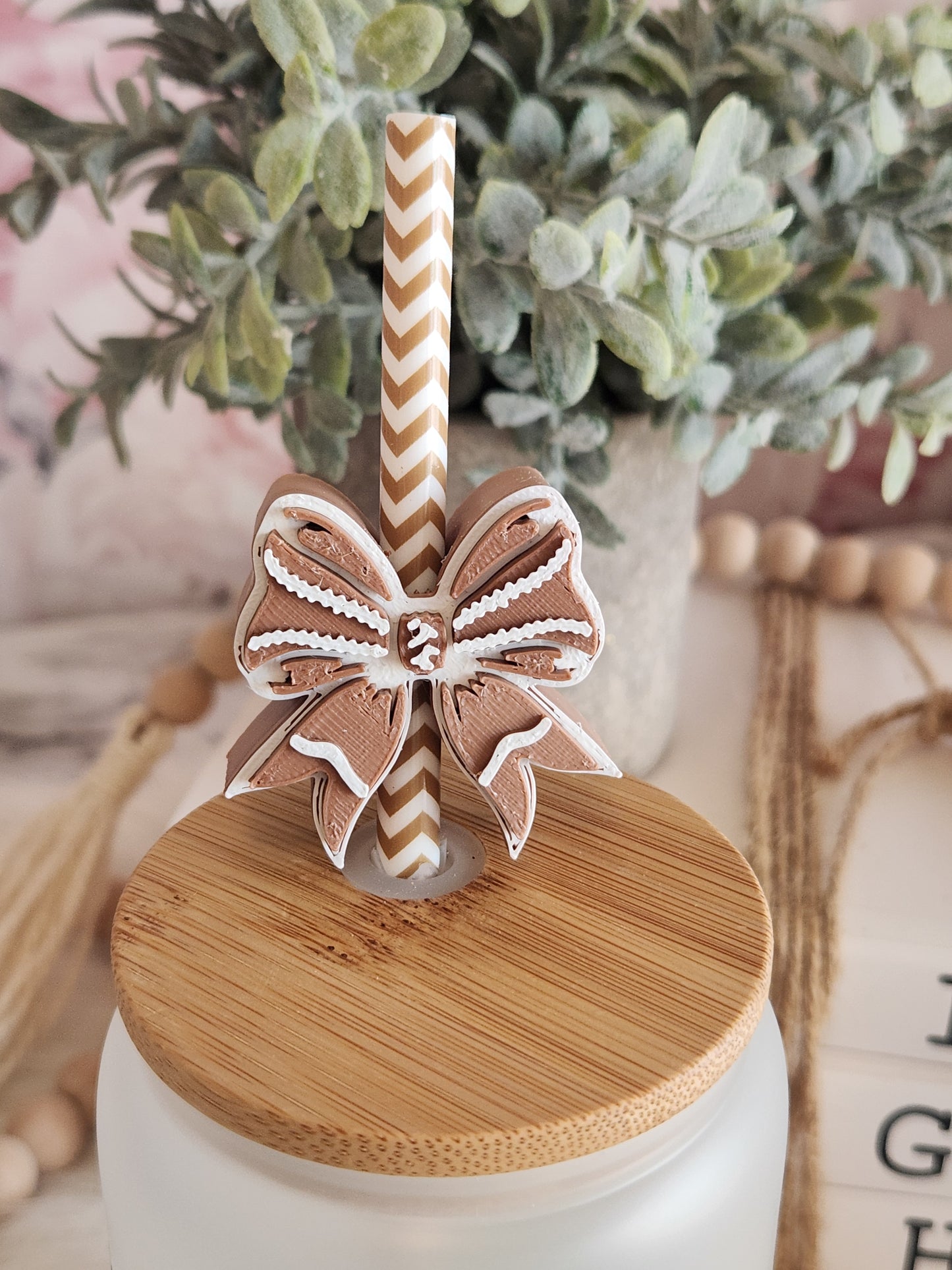 Football Bow - Straw topper (In Color)