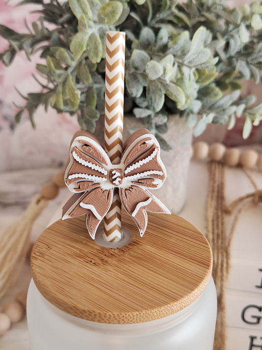 Football Bow - Straw topper (In Color)