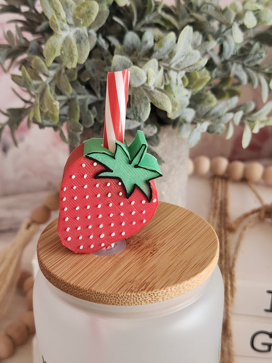 Strawberry - Straw topper (In Color)