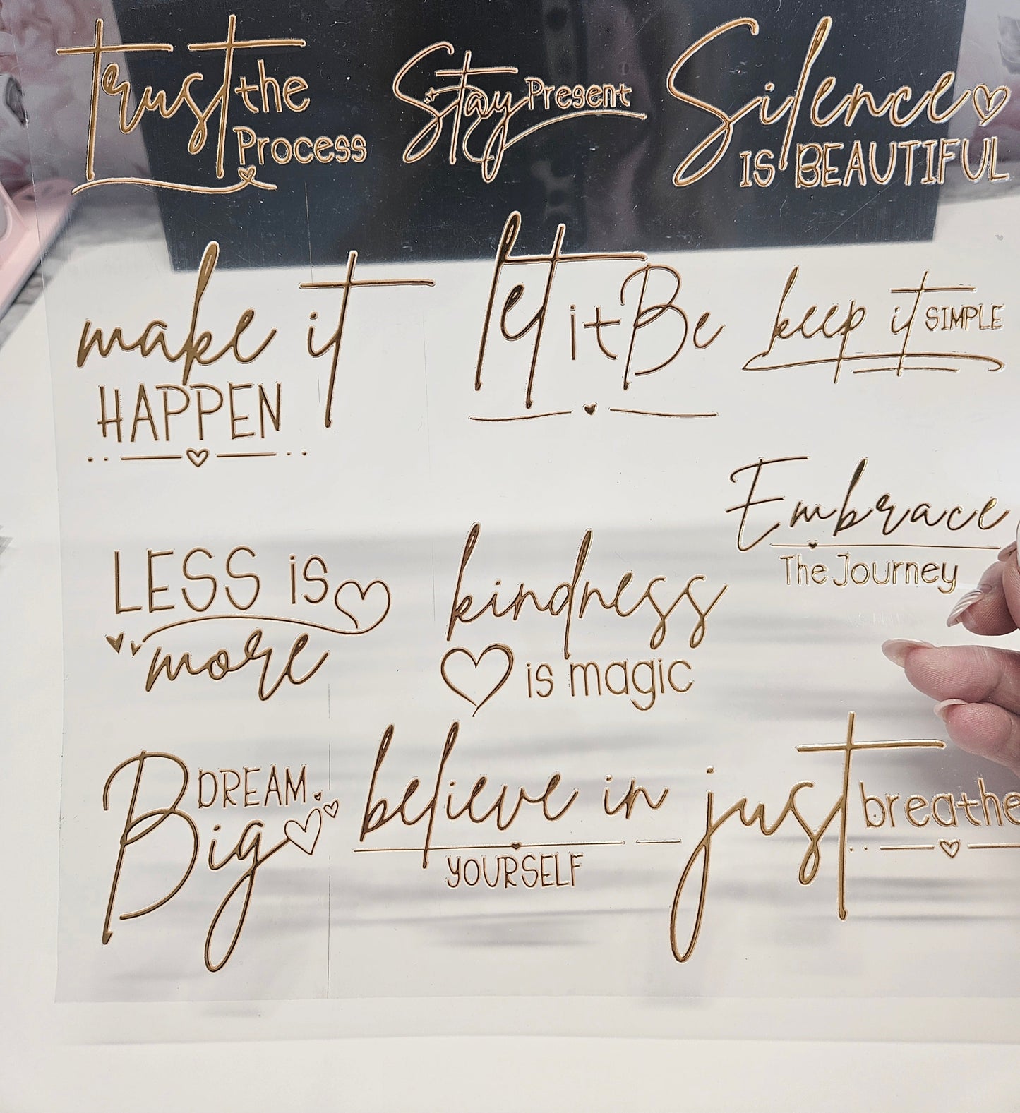 #5 Metallic UV DTF- Trust the process- available in Gold and Silver