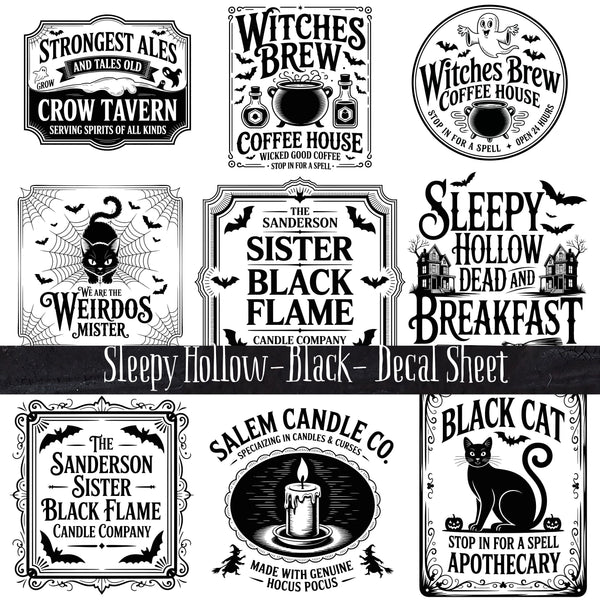 Sleepy Hollow Black UV DTF Decal Sheet