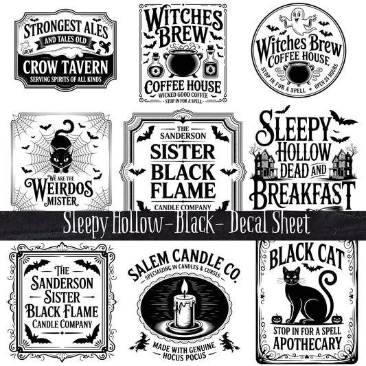 Sleepy Hollow Black UV DTF Decal Sheet