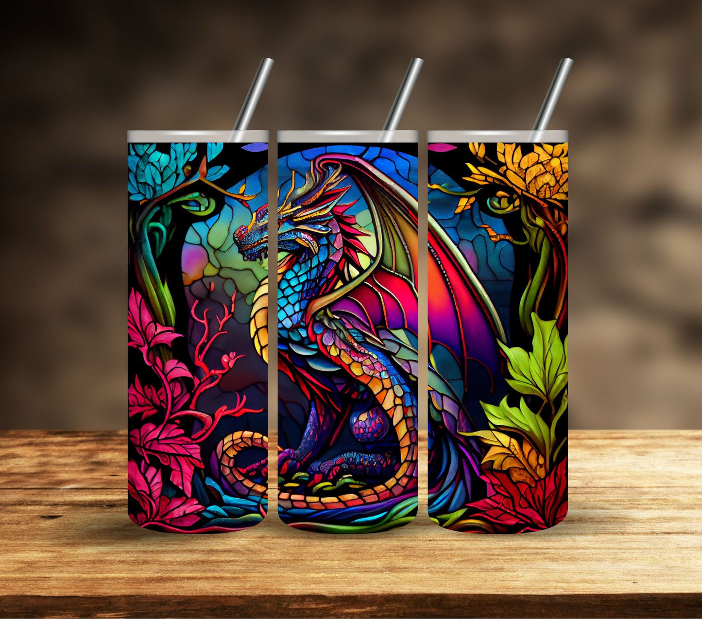 Stained Glass Dragon - Adhesive Vinyl Wrap