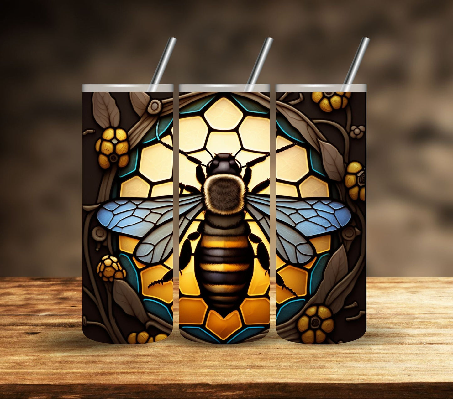 Stained Glass Bee - Adhesive Vinyl Wrap