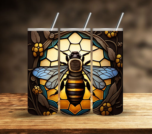 Stained Glass Bee - Adhesive Vinyl Wrap