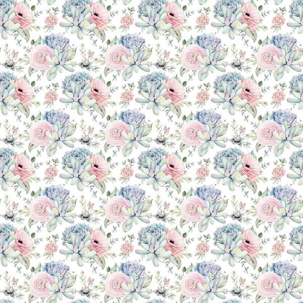 Succulents And Roses - Adhesive Vinyl Sheets