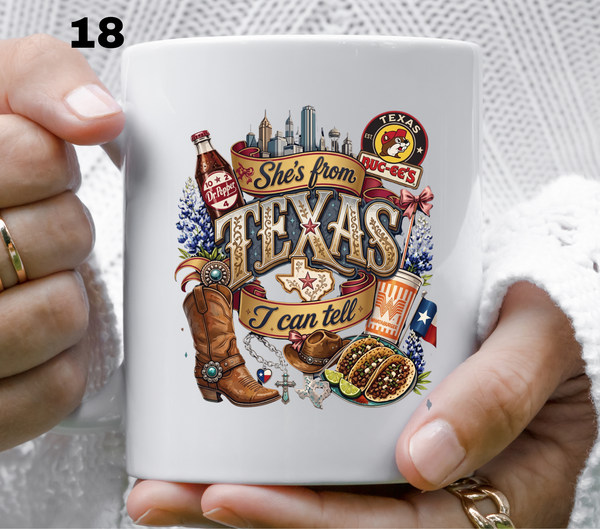 She's from Texas i can tell- UV DTF Decal (27 variants)