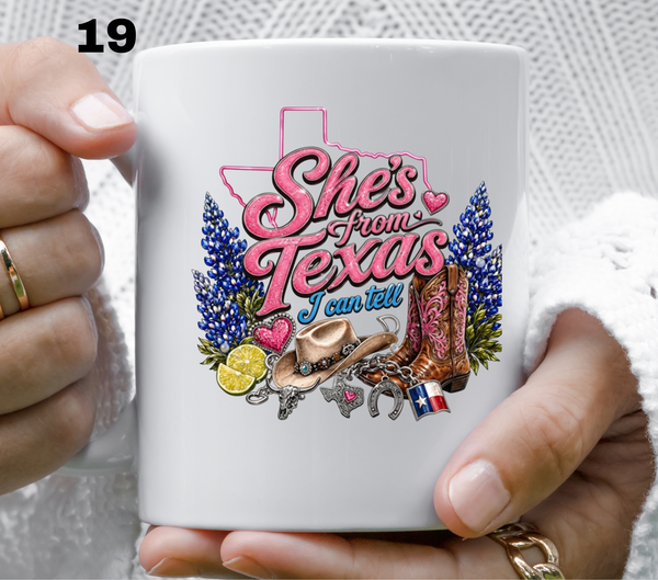 She's from Texas i can tell- UV DTF Decal (27 variants)