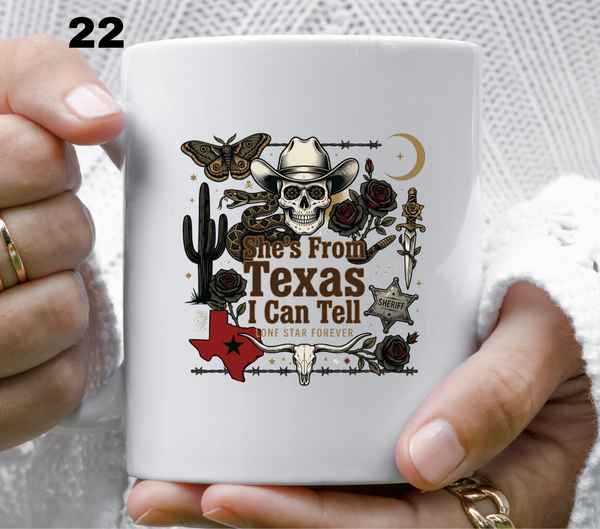 She's from Texas i can tell- UV DTF Decal (27 variants)
