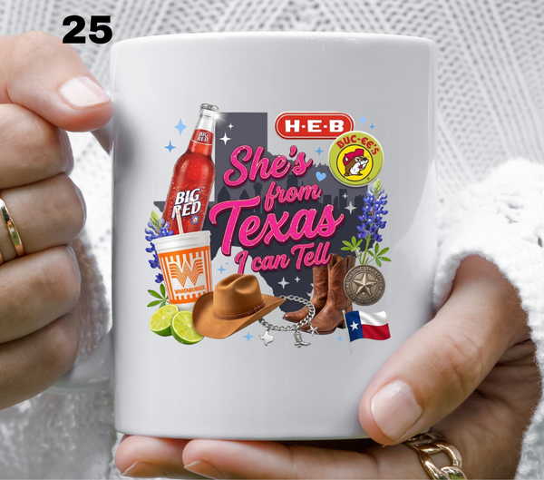 She's from Texas i can tell- UV DTF Decal (27 variants)