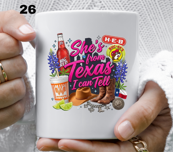 She's from Texas i can tell- UV DTF Decal (27 variants)