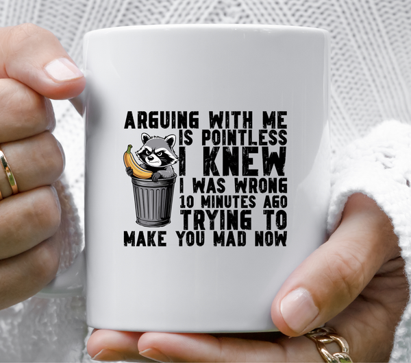 Arguing with me is pointless racoon - UV DTF Decal