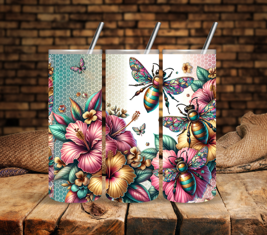Hibiscus Bees - Adhesive Vinyl Wrap