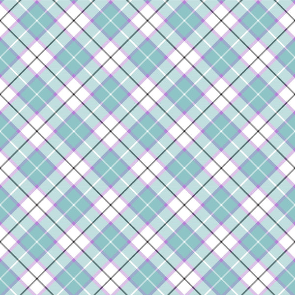 Teal And Purple Plaid - Adhesive Vinyl