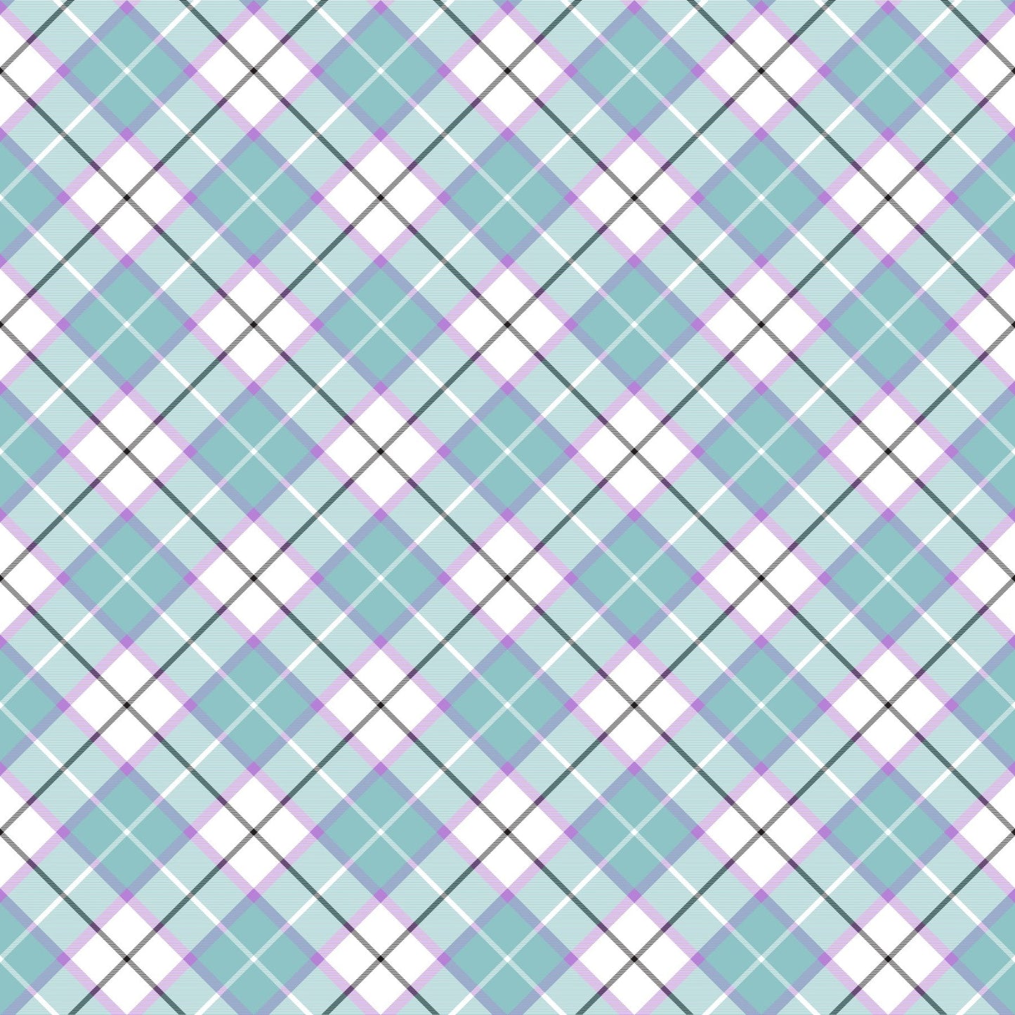 Teal And Purple Plaid - Adhesive Vinyl