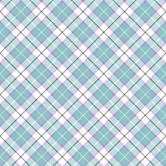 Teal And Purple Plaid - Adhesive Vinyl