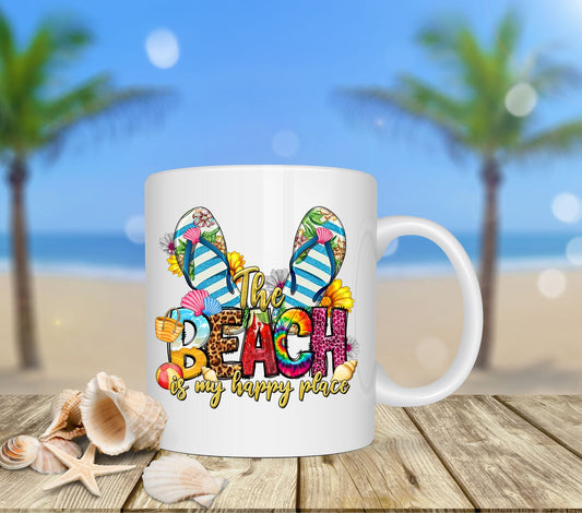 The beach is my happy place-flip flops - UV DTF Decal