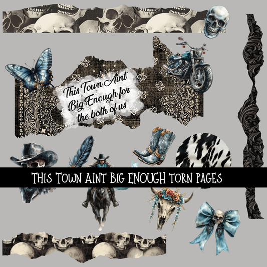 This Town aint Big enough Torn Pages - UV DTF Decal sheet
