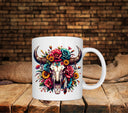 western bull skull with sunflowers - UV DTF Decal