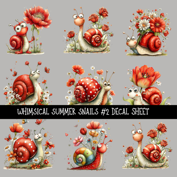 Whimsical Summer Snails UV DTF Decal sheets