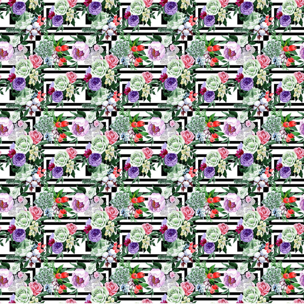 Flowers On Squares - Adhesive Vinyl Sheets