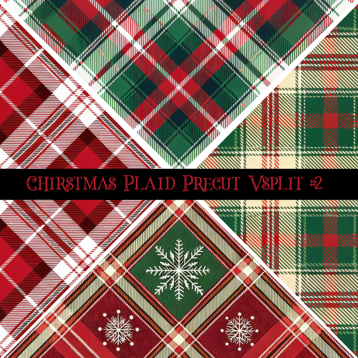 Christmas Plaid precut VSplits -12x12 viny (3 Variants)