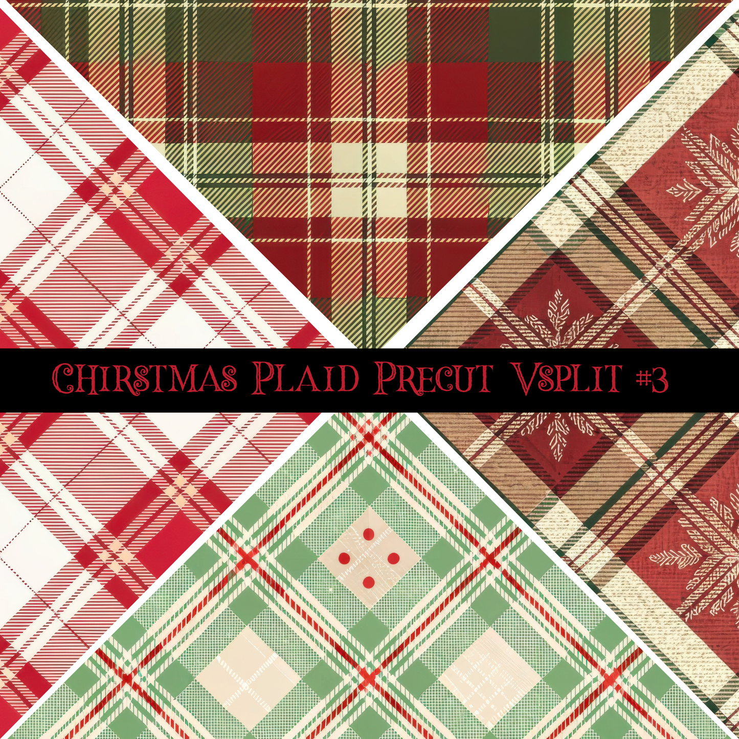 Christmas Plaid precut VSplits -12x12 viny (3 Variants)