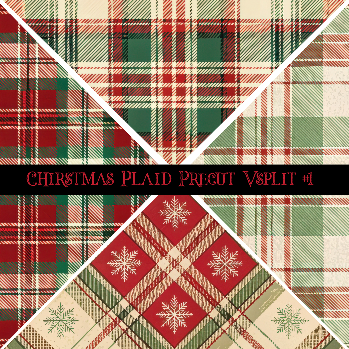 Christmas Plaid precut VSplits -12x12 viny (3 Variants)