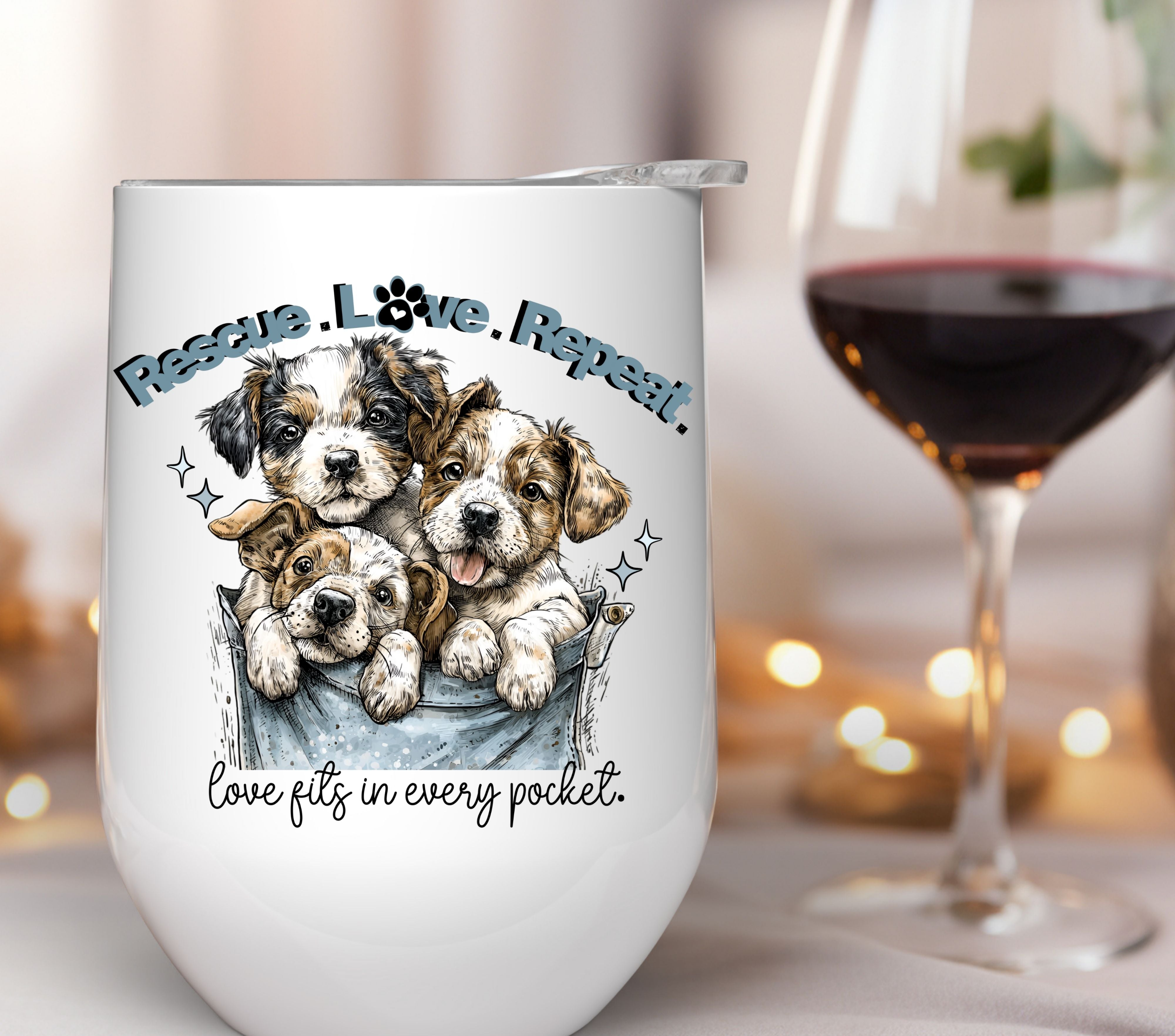 Love rescue repeat-dogs in a pocket UV DTF Decals – 3D Undercover